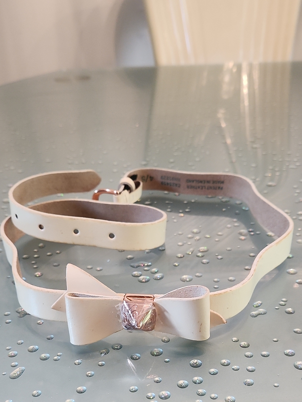 Ted Baker Cream Bow Belt with Rose Gold Buckle